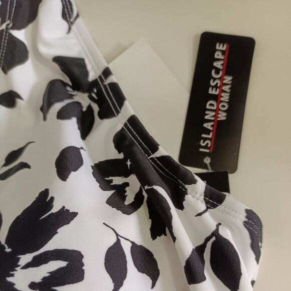 Island Escape Plus Size Floral-Print Halter White 20W - Picture 5 of 9